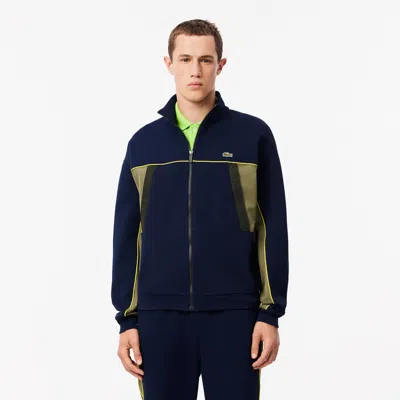 Lacoste Men's Colorblocked Double Face Pique Zip-up Tracksuit Jacket In Blue