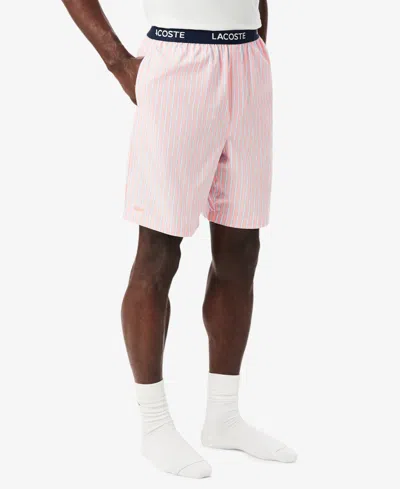 Lacoste Men's Loungewear Striped Straight-fit Shorts In Pink