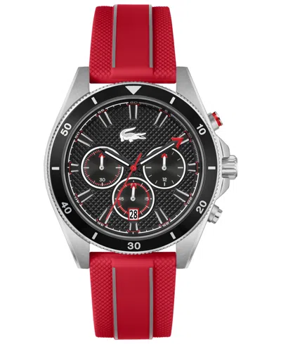 Lacoste Men's Mainsail Red Silicone Strap Watch, 43mm In Black