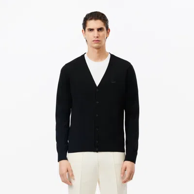 Lacoste Men's Merino Wool Cardigan - S - 3 In Black