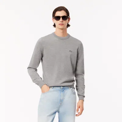 Lacoste Men's Merino Wool Crew Neck Sweater - 4xl - 9 In Grey