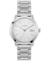 Lacoste Men's Metropole Silver Tone Stainless Steel Bracelet Watch, 39mm In Silver