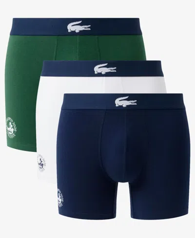 Lacoste Men's Miami Regular-fit Open Boxer Briefs, 3-pack In Multi