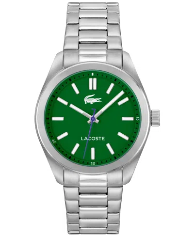 Lacoste Men's Monceau Silver Stainless Steel Bracelet Watch 41mm In Green