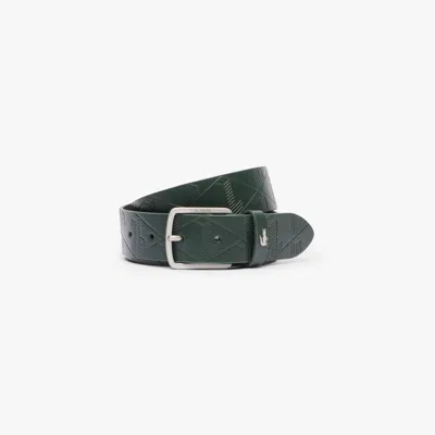 Lacoste Men's Monogram Leather Belt - 37 In In Green