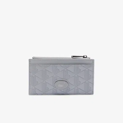 Lacoste Men's Monogram Leather Zip Card Holder - One Size In Blue