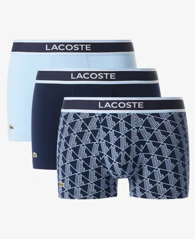 LACOSTE MEN'S MONOGRAM TRUNKS, 3-PACK