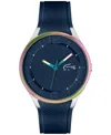 LACOSTE MEN'S OLLIE BLUE SILICONE STRAP WATCH 44MM