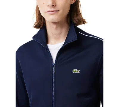 Lacoste Men's Paris Long Sleeve Zip-front Logo Sweatshirt In Navy Blue