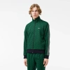 Lacoste Monogram-jacquard Zipped Sweatshirt In Green