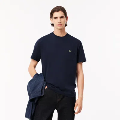 Lacoste Mens Classic Logo-embroidered Cotton-jersey T-shirt Navy In Navy Blue