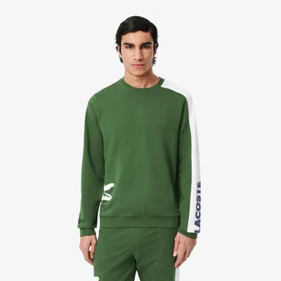 Lacoste Men's Printed Fleece Lounge Sweatshirt In Green