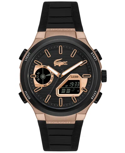 Lacoste Men's Quartz Lc33 Black Silicone Strap Watch 44.8mm In Purple
