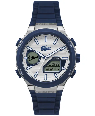 Lacoste Men's Quartz Lc33 Blue Silicone Strap Watch 44.8mm In Multi