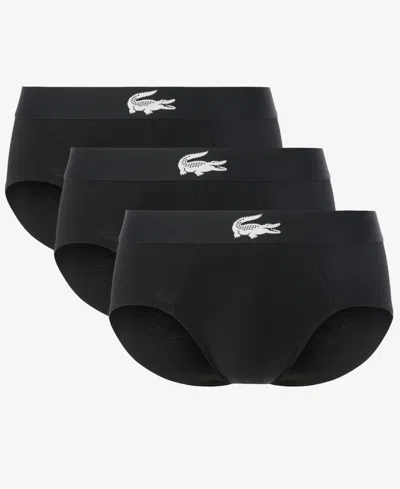 Lacoste Men's Regular-fit Briefs, 3-pack In Black