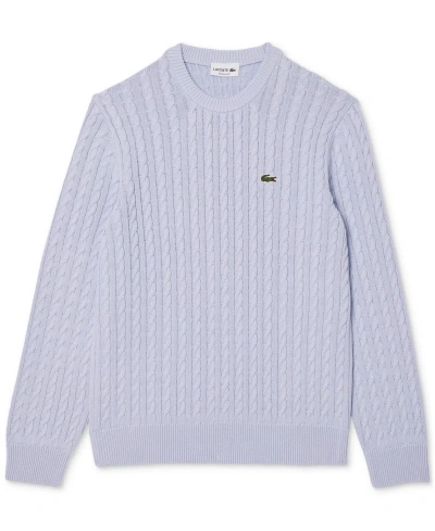 Lacoste Men's Regular-fit Cable-knit Crewneck Sweater In It Marine,laponie