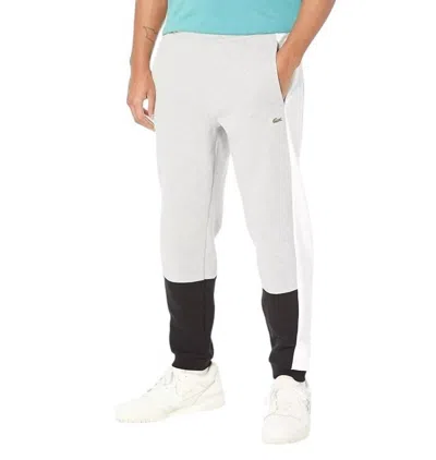 Lacoste Men's Regular Fit Color Block Joggers In Chine Noir / Blanc In Gray