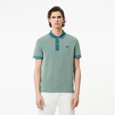 Lacoste Men's Regular Fit Contrast Collar Texturized Piquã© Polo - Xl - 6 In Green