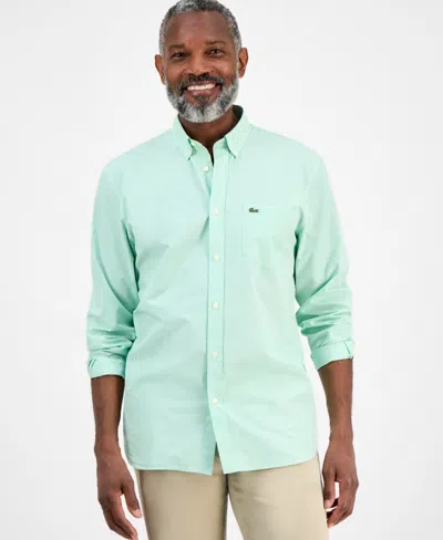 Lacoste Men's Regular-fit Gingham Check Button-down Shirt In Green