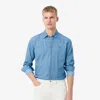 Lacoste Organic Cotton Denim Shirt With Embroidered Crocodile Logo In Blue
