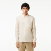 Lacoste Men's Regular Fit Striped Linen Shirt - 16 - 41 In White