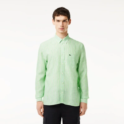 Lacoste Men's Regular Fit Linen Shirt - 15 - 38 In White