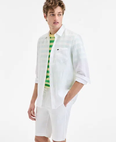 Lacoste Men's Regular-fit Linen Shirt In White