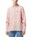 Lacoste Pink Linen Shirt With Straight Cut Collar In T03 - Flamin