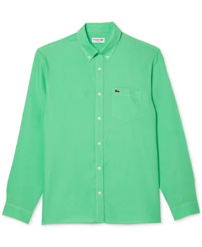 Lacoste Men's Regular-fit Linen Shirt In Uyx Flamant