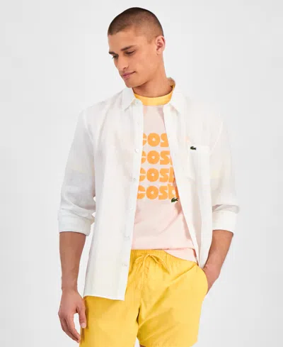 Lacoste Men's Regular-fit Linen Shirt In White