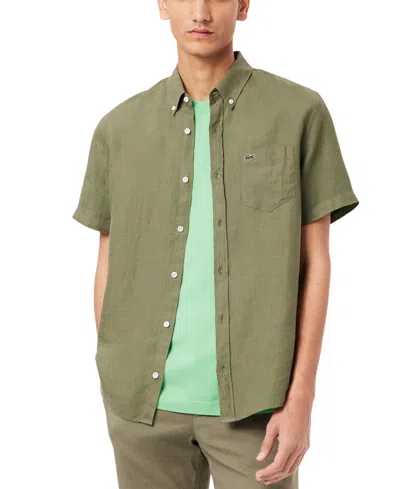 LACOSTE MEN'S REGULAR-FIT LOGO LINEN SHIRT