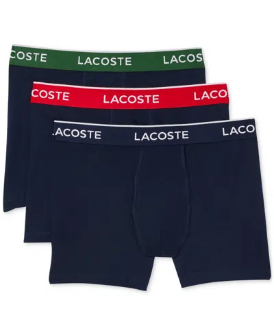 LACOSTE MEN'S 3-PACK REGULAR FIT LOGO WAISTBAND BOXER BRIEFS