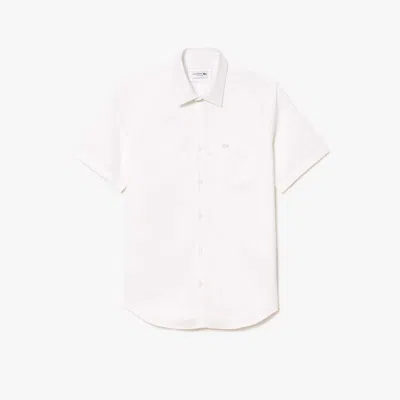Lacoste Men's Regular Fit Solid Cotton Shirt - 18 - 46 In White