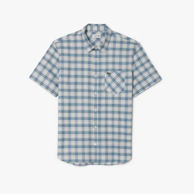 Lacoste Men's Regular Fit Stretch Plaid Shirt - 16½ - 42 In Blue