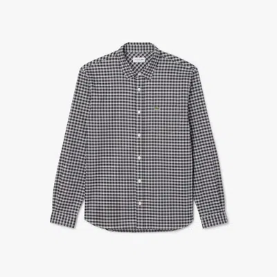 Lacoste Men's Regular Fit Stretch Plaid Shirt - 16½ - 42 In Black