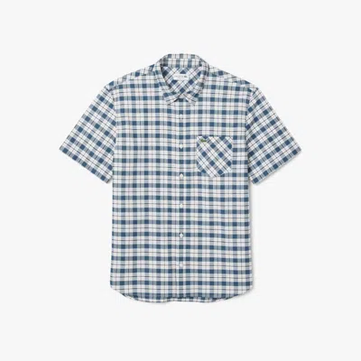 Lacoste Men's Regular Fit Stretch Plaid Shirt - 15½ - 39 In Blue
