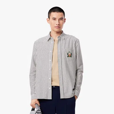 Lacoste Men's Regular Fit Striped Cotton Shirt - 14½ - 37 In White