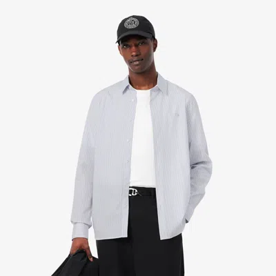 Lacoste Men's Regular Fit Striped Poplin Shirt - 16 - 41 In White