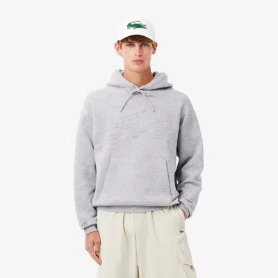 Lacoste Men's Relaxed Fit Printed Hoodie - M - 4 In Grey