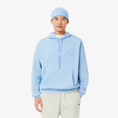 Lacoste Men's Relaxed Fit Long Sleeve Flower Print Logo Hoodie In Blue