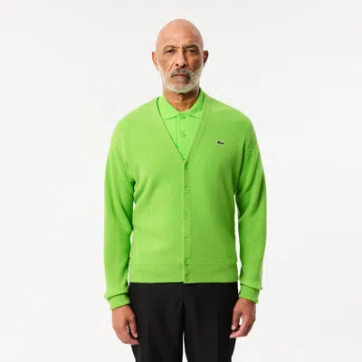 Lacoste Men's Relaxed Fit Wool Cardigan - 3xl - 8 In Green