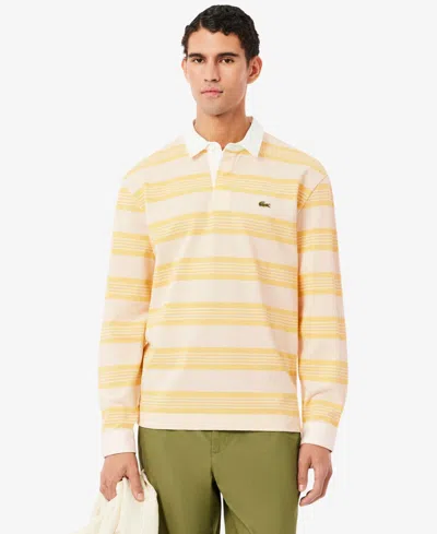 Lacoste Relaxed Fit Striped Piqué Rugby Polo Shirt In Yellow