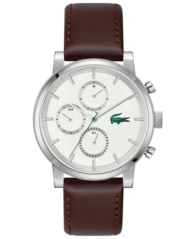 Lacoste Men's Replay Brown Leather Strap Watch, 43mm In Orange