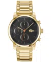 Lacoste Men's Replay Gold Tone Stainless Steel Bracelet Watch, 44mm In Gold