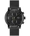 Lacoste Men's Replay Ionic Plated Black Stainless Steel Mesh Bracelet Watch, 44mm In Black