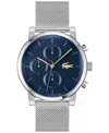 Lacoste Men's Replay Silver Tone Stainless Steel Mesh Bracelet Watch, 44mm In Silver