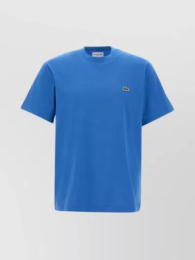 Lacoste Men's Ribbed Crew Neck Cotton T-shirt In Blue