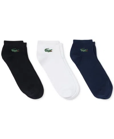 Lacoste Men's Ribbed-cuff Ankle Socks, 3-pack In Multi