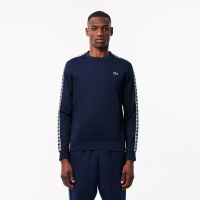 Lacoste Men's Crewneck Long Sleeve Decorative Trim Performance Sweatshirt In Blue