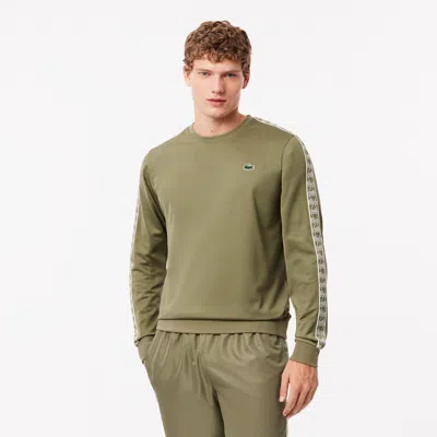 Lacoste Men's Crewneck Long Sleeve Decorative Trim Performance Sweatshirt In Green